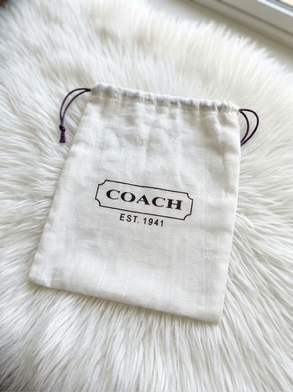 Coach Cream Drawstring Logo Dust Bag with Brown Print 6.5” x 5”